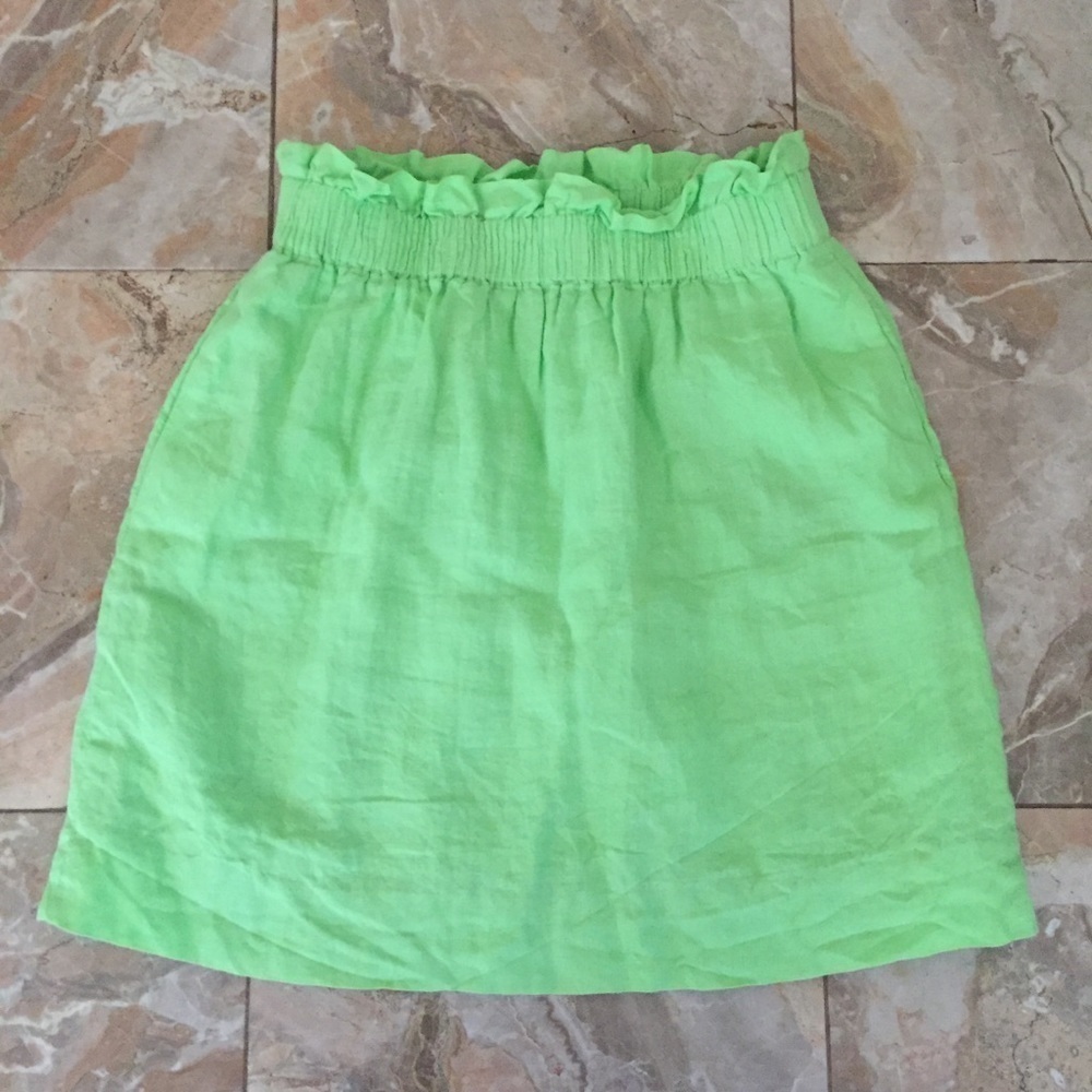 J. Crew Green Cinched Paperbag Skirt​​​